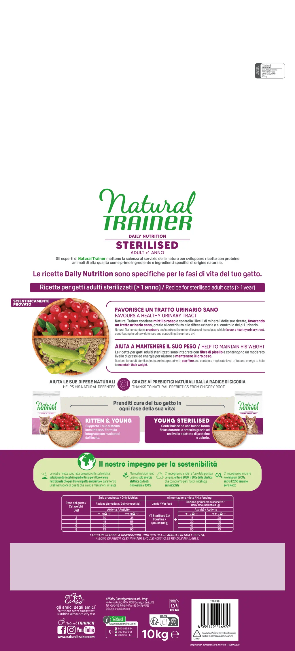 Natural Trainer Gatto adulto sterilizzato carni bianche 300gr