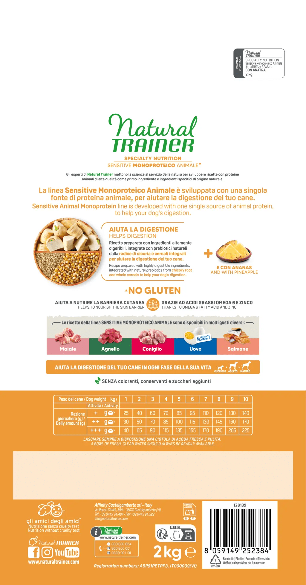 Natural trainer specialty nutrition sensitive monoproteico animale no gluten small & toy adult con coniglio 2 kg