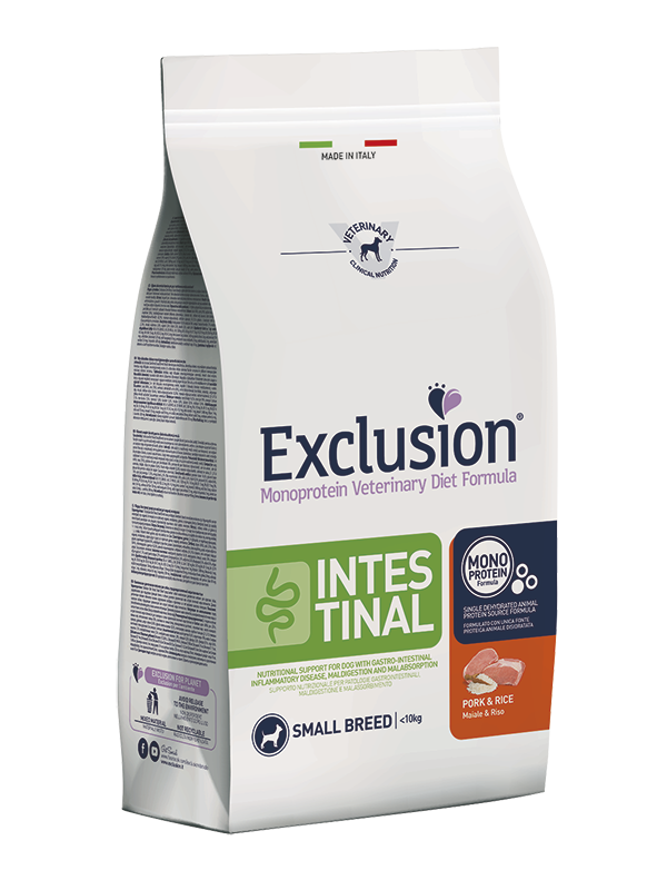 Exclusion Intestinal Maiale e riso taglia piccola 800 gr