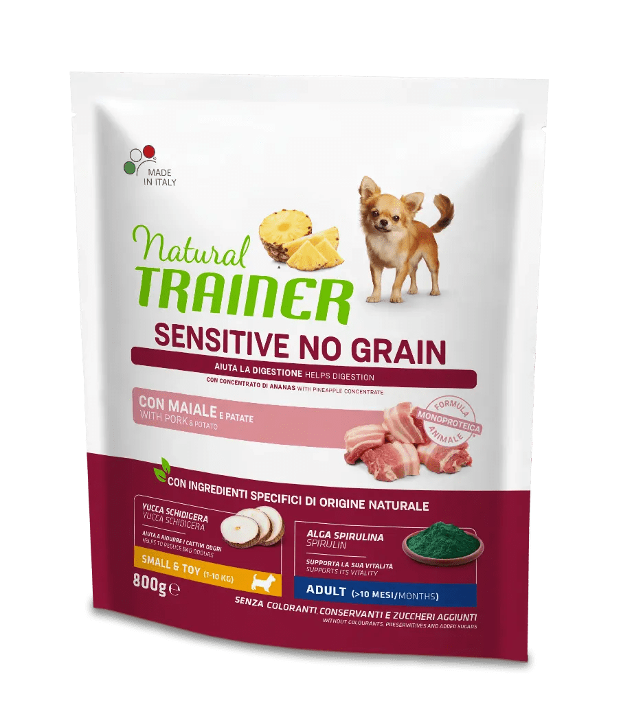 Natural Trainer sensitive no grain maiale e patate small & toy 800 gr