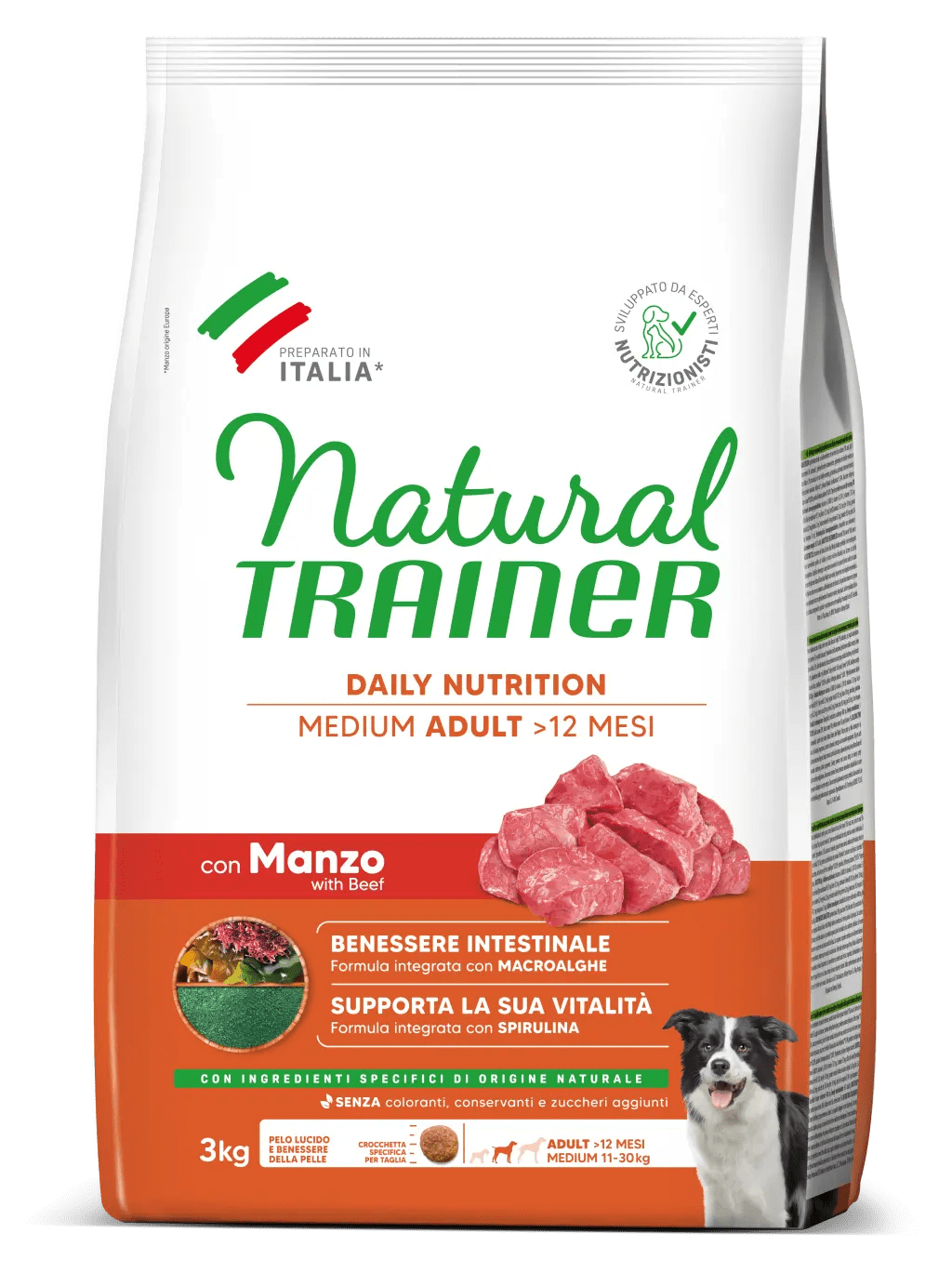 Natural Trainer daily nutrition medium adult con manzo 3 kg
