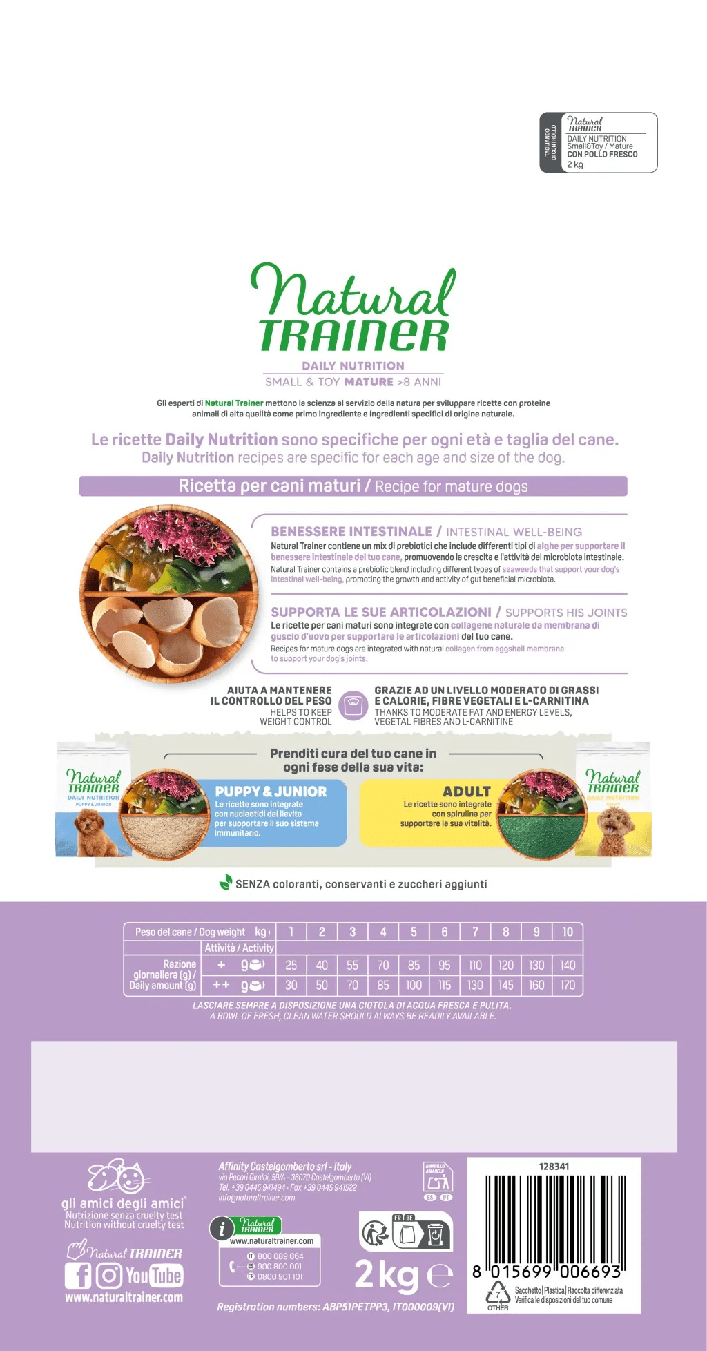 Natural Trainer daily nutrition small & toy mature con pollo fresco 2 kg
