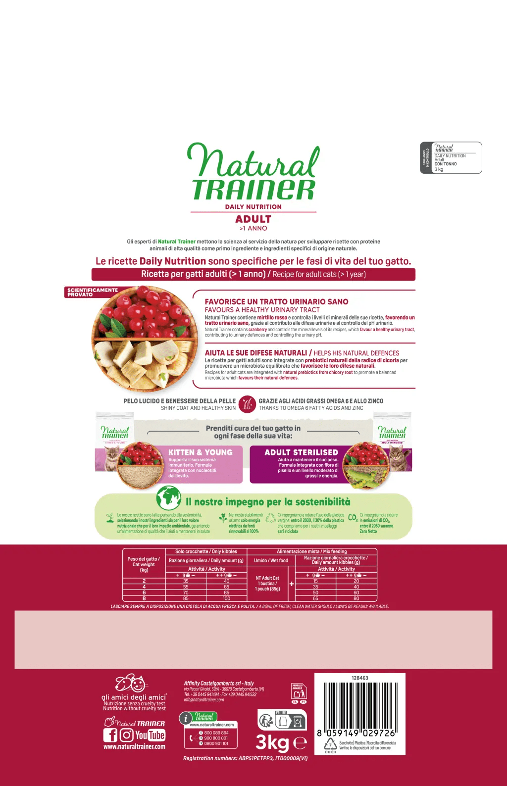 Natural Trainer Gatto Adulto Tonno 3kg