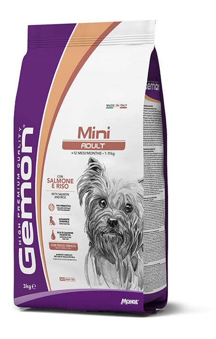 Gemon Dog Mini adulto con salmone e riso 3Kg