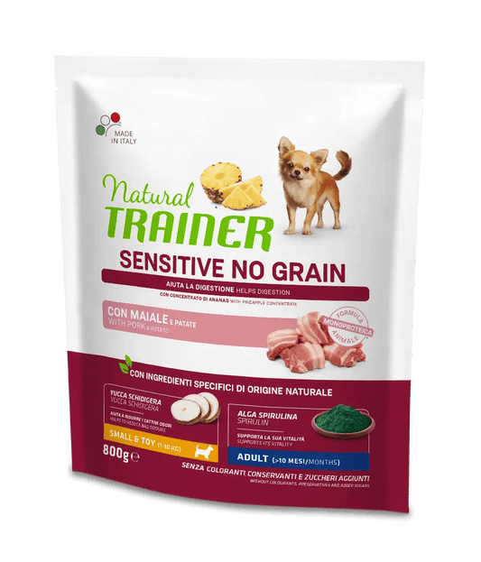 Natural Trainer sensitive no grain maiale e patate small & toy 800 gr