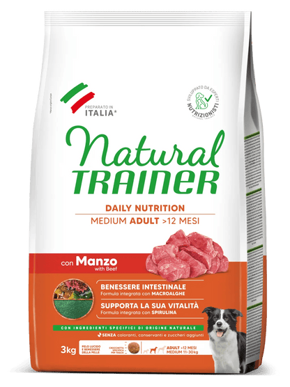 Natural Trainer daily nutrition medium adult con manzo 3 kg