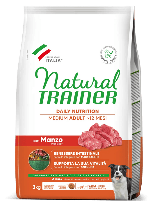 Natural Trainer daily nutrition medium adult con manzo 3 kg