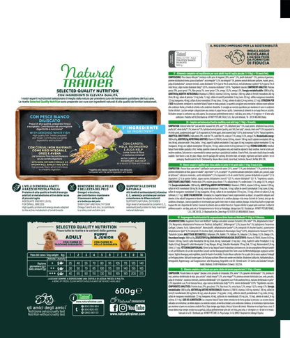 Natural Trainer selected quality nutrition adult mini con pesce bianco diliscato 600 gr