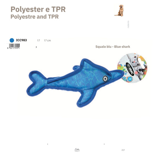 Squalo blu polyestere e tpr 17x17cm
