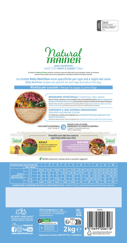 Natural trainer daily nutrition small & toy puppy & junior con pollo 2 kg