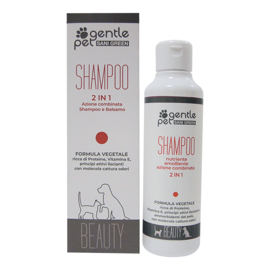Shampoo nutriente emolliente 2 in 1 Gentle Pet 250 ml