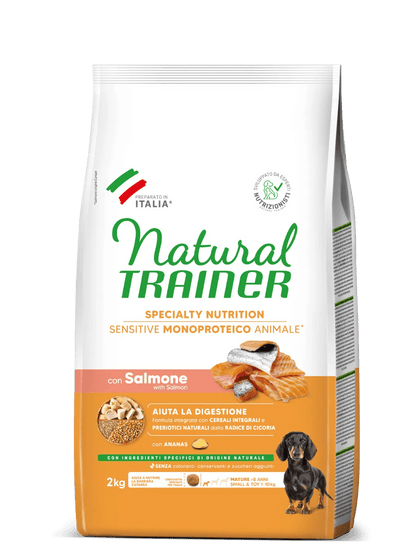 Natural trainer specialty nutrition sensitive monoproteico animale no gluten small & toy mature con salmone 2 kg