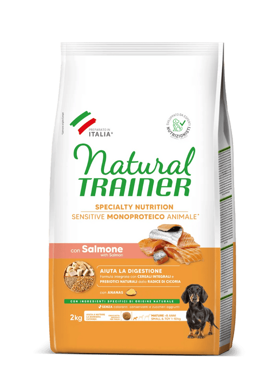 Natural trainer specialty nutrition sensitive monoproteico animale no gluten small & toy mature con salmone 2 kg