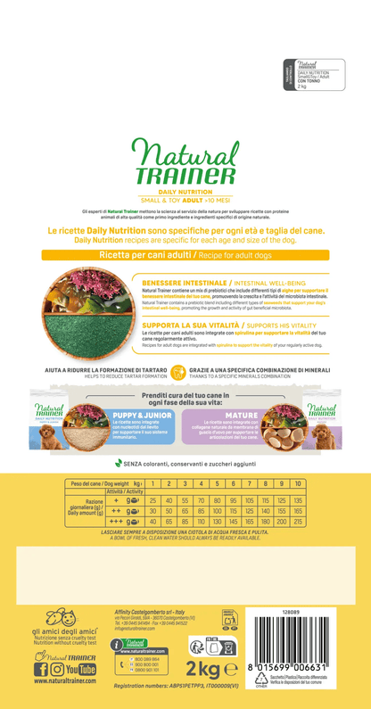 Natural Trainer daily nutrition small & toy adult con tonno 2 kg