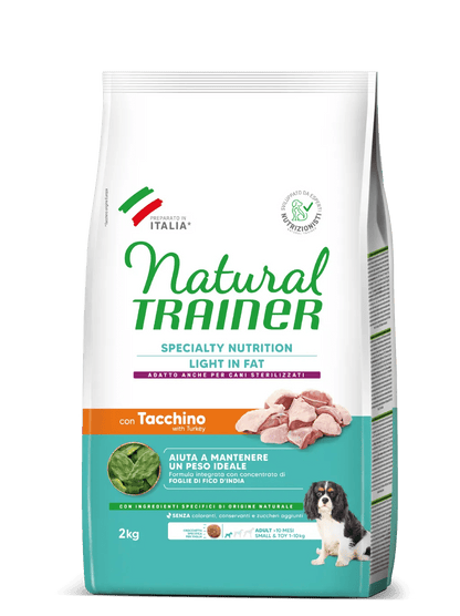 Natural Trainer specialty nutrition light in fat small & toy adult con tacchino 2kg