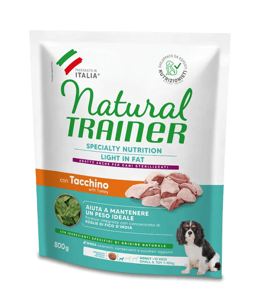 Natural Trainer specialty nutrition light in fat small & toy adult con tacchino 800 gr