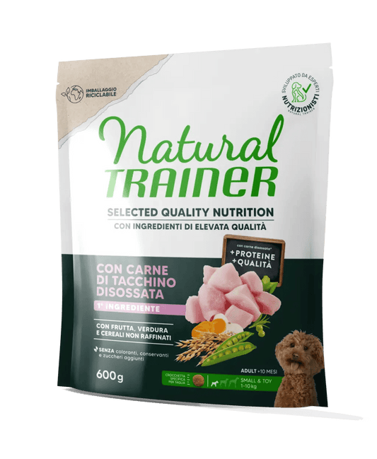 Natural Trainer selected quality nutrition adult mini con carne di tacchino disossata 600 gr