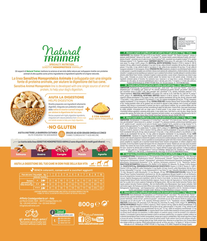 Natural Trainer Specialty nutrition sensitive monoproteico animale no gluten small & toy adult 800 gr
