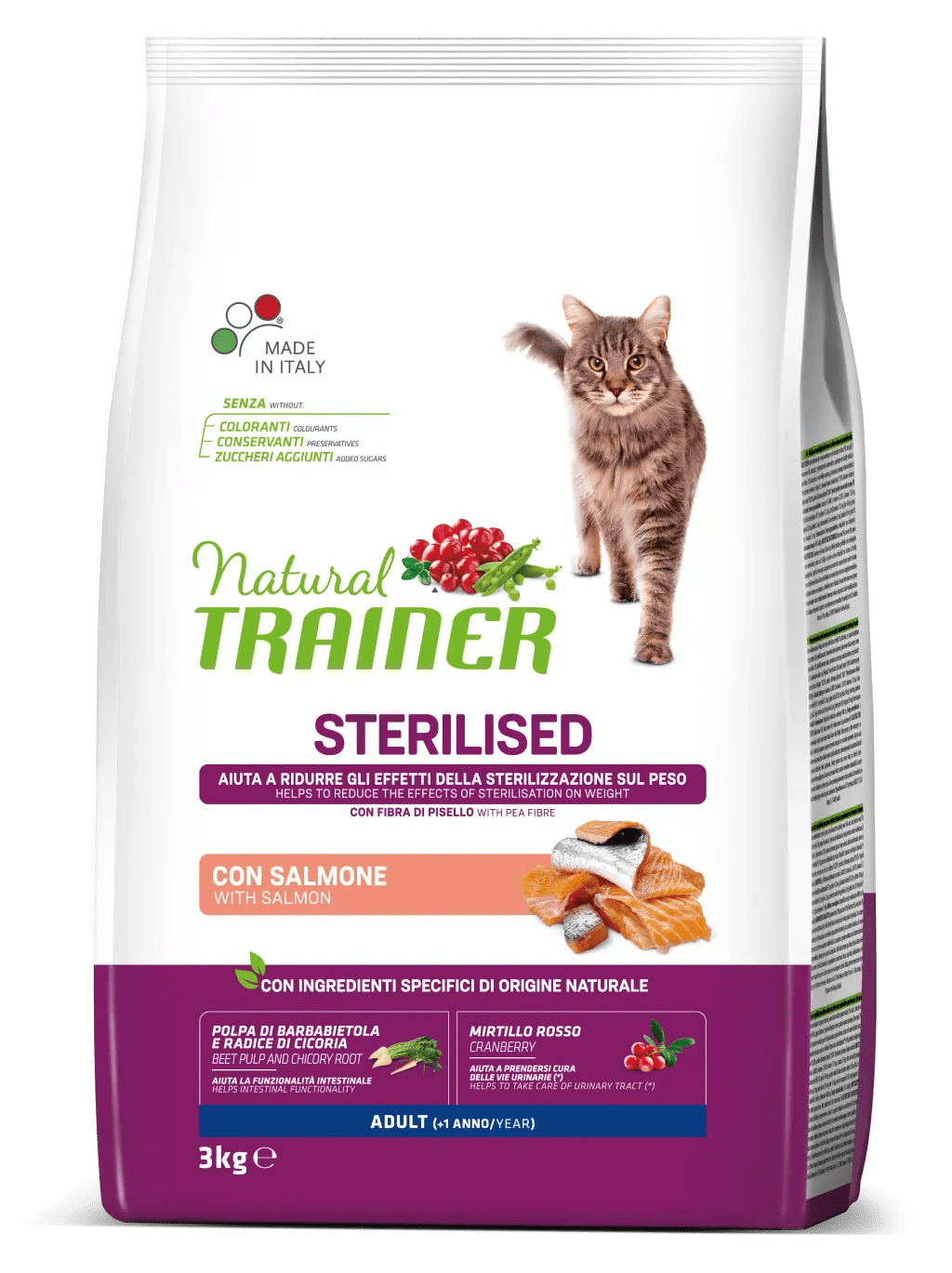 Natural Trainer gatto adulto sterilizzato con Salmone 3kg