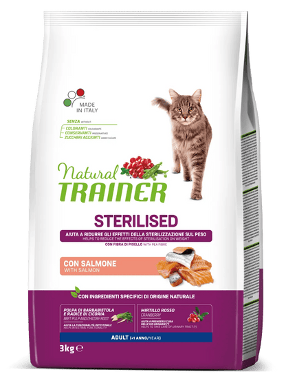 Natural Trainer gatto adulto sterilizzato con Salmone 3kg