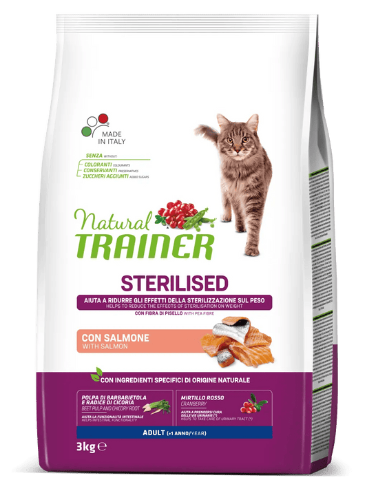 Natural Trainer gatto adulto sterilizzato con Salmone 3kg